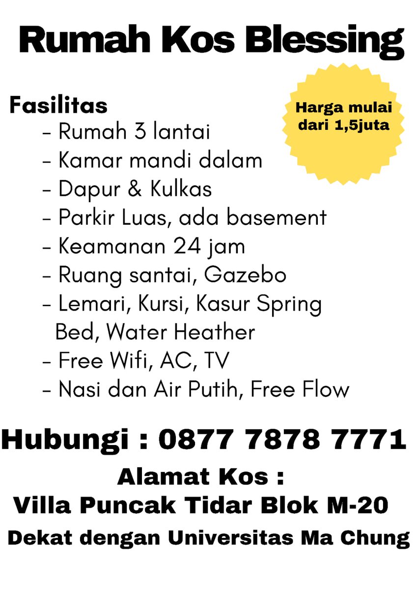 Cryzerota's tweet photo. Kost Putra, Putri, Pasutri cc: @malangraya

 @mahasiswamlg

 @kostmalangraya

 @infomalangnet

 @infomalang

 @kabarmalang

 #infomalang #info_kostmalang @kostmalangraya

 #kostputramalang #infokostmalang #kostmalang #infomalangraya #kostputrimalang https://t.co/z4IpqfSZL3