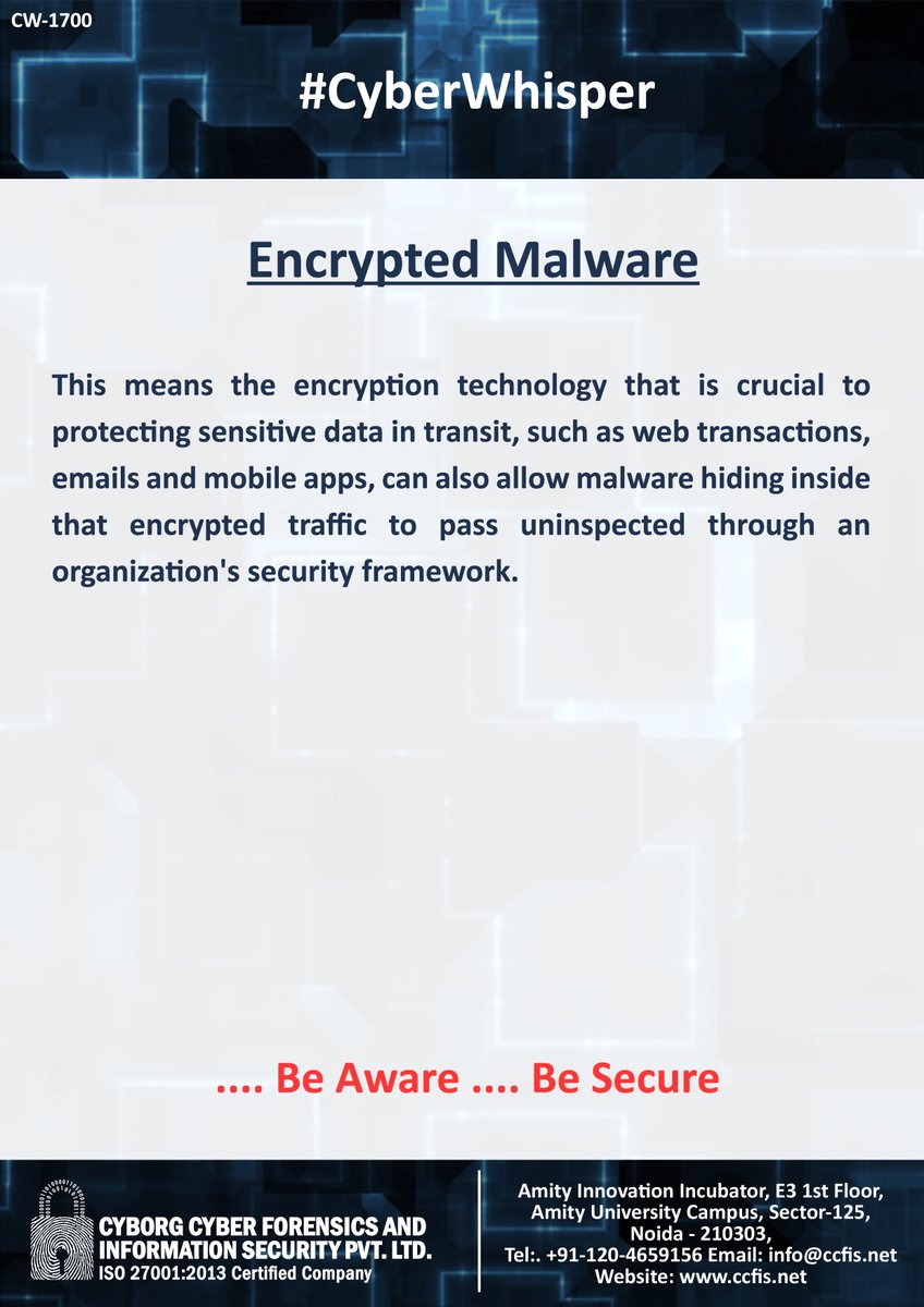 ccfis's tweet photo. #CyberWhisper #CyberSecurity #EncryptedMalware https://t.co/pPSZF2Wzk3