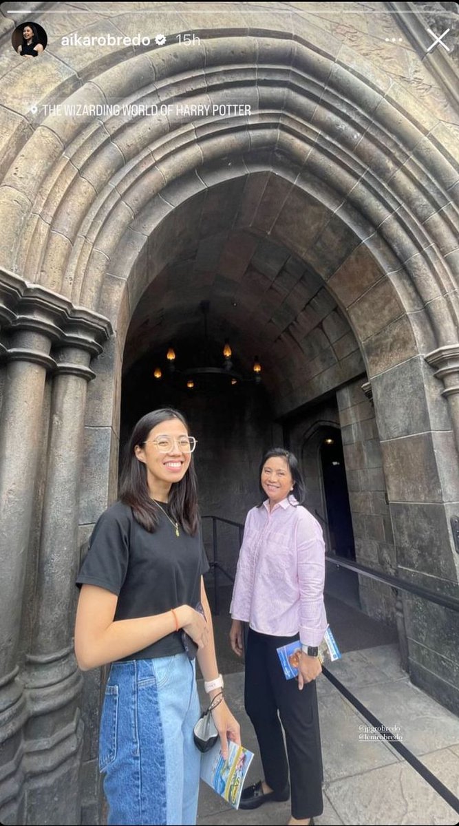 inquirerdotnet's tweet photo. LOOK: Former Vice President Leni Robredo enjoys family time with her daughters at The Wizarding World of Harry Potter in Universal Studios Florida. | 📷: Aika Robredo/Instagram https://t.co/EKQqD1aORP