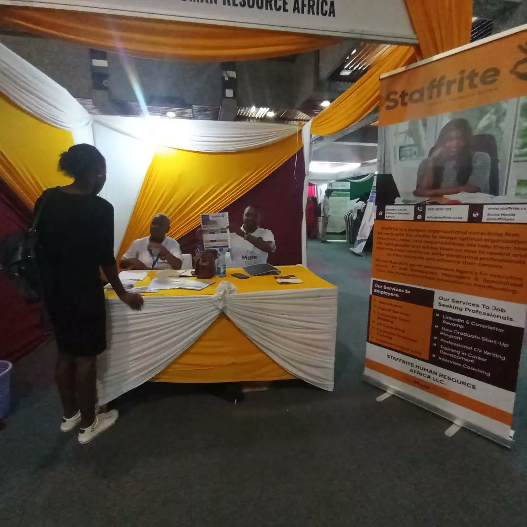staffritehr's tweet photo. Two of our ⭐SUPERSTAR⭐ Talent Resourcing Executives, Macharia Ngatia (Tech and Engineering) and Goke Maina (HR and sales) have spent the week over at the KICC careers fair!
It was great to see so many eager...
#jobsfair #kicc #recruitment #IkoKazi #Staffrite #BeMoreThan https://t.co/mDdVhbGeqv