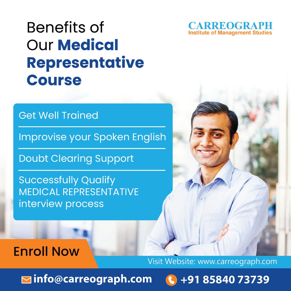carreograph's tweet photo. Benefits of Our Medical Representative Course- Get Well Trained, Improvise your Spoken English, Doubt Clearing Support, Successfully Qualify any MEDICAL REPRESENTATIVE interview
Call - +918584073739
info@carreograph.com
#pharma #pharmacy #medicine #healthcare #health #medical https://t.co/PEkXeXPBmq