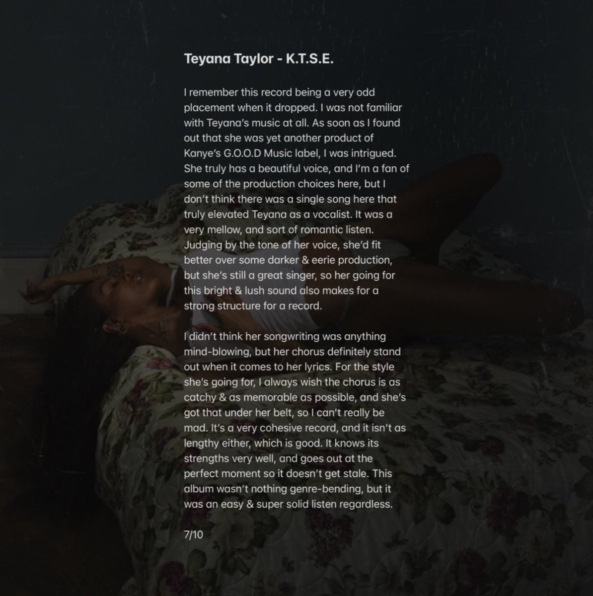 finding_albums's tweet photo. DAY 717 (re-listen)

Teyana Taylor - K.T.S.E.

Contemporary R&amp;B &amp; Neo-Soul (2018) https://t.co/rNkMe5Y9d5