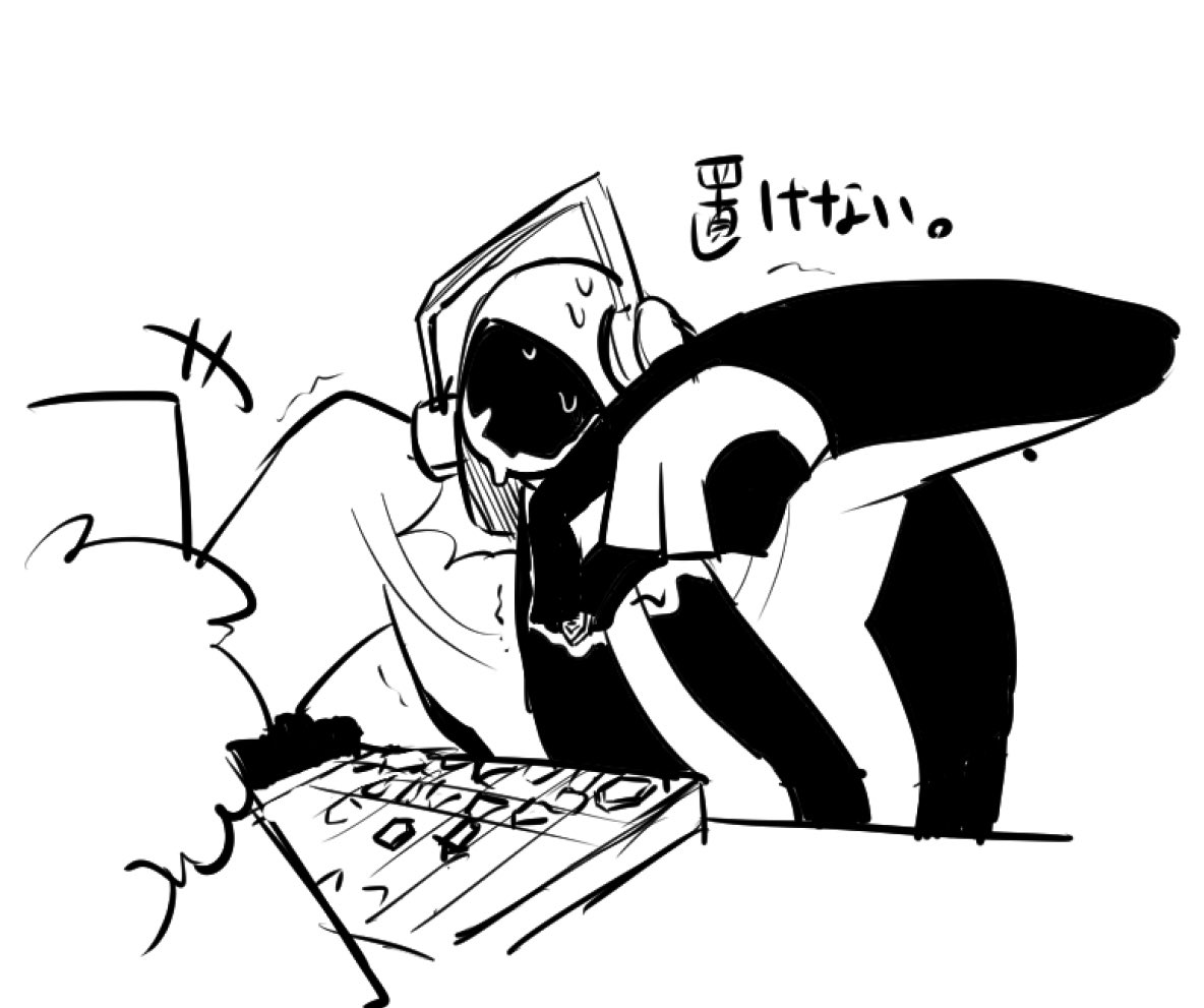 DJの描き方忘れたので将棋のコマが置けないDJSubを描きました。手が大きいと大変だね 