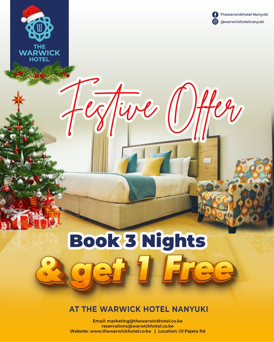 ToniNgwiri's tweet photo. The best place to be this Christmas for you and your family :-) Meet Santa Clause - Paint our Christmas Tree - Suprise Gifts

#TheWarwickHotel #Nanyuki #Equator #MtKenya https://t.co/WU65HGtsXA