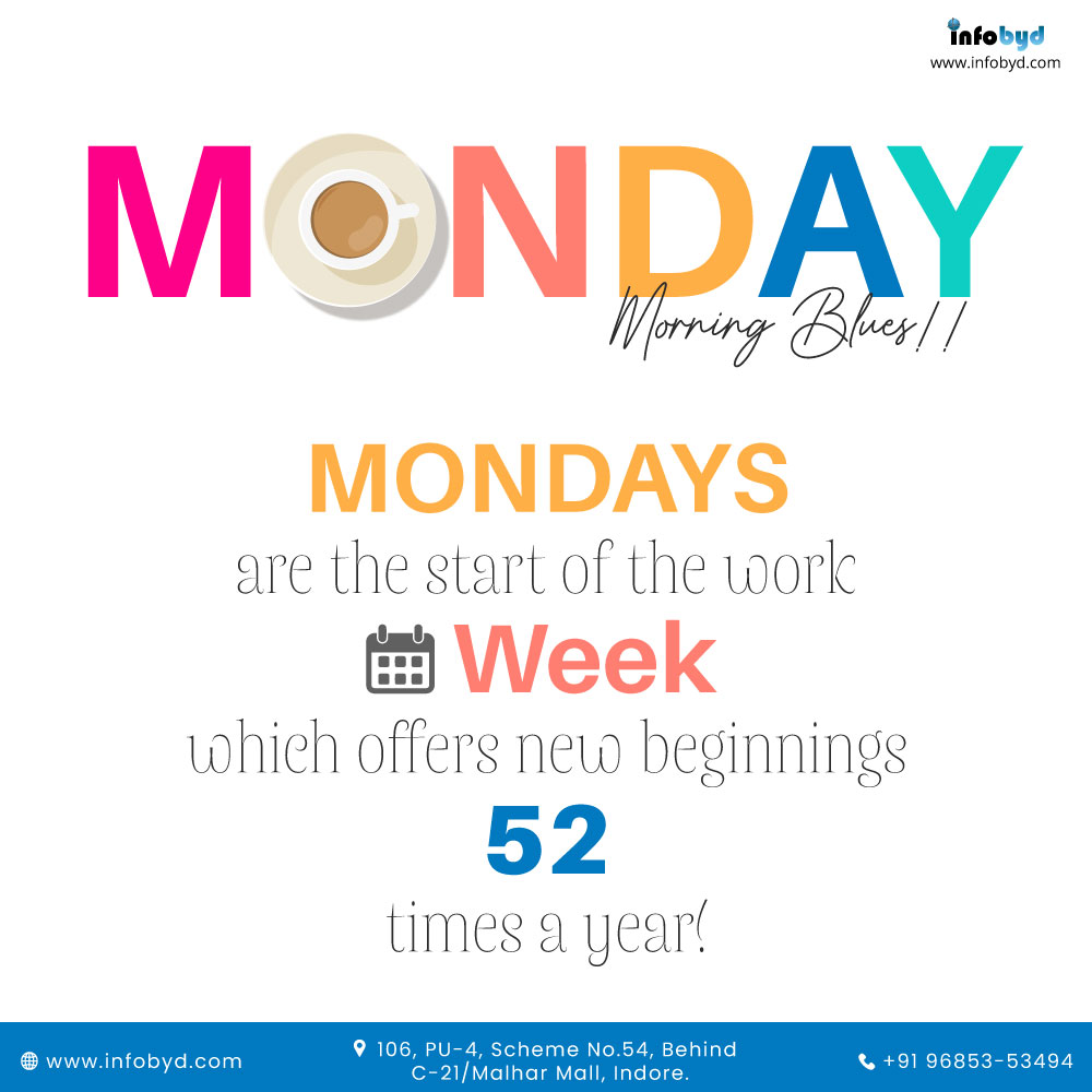 InfobydTeam's tweet photo. Monday Motivation!!
Mondays are the start of the work week, which offers new beginnings 52 times a year!
#infobyd #monday #mondaymotivation #mondayblues #mondaymorning #mondaymorningmotivation #newbeginnings #startweek #positivequotes #positivevibes #positivethoughts #newday https://t.co/09XpQUXDBG