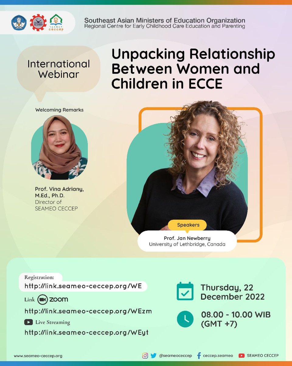 seameoceccep's tweet photo. Celebrating national mother's and womens's day, SEAMEO CECCEP wants to provide a space to discuss about the complex relationship women and children in ECCE. What kind of relationship needed in order to ensure that ECCE can fulfill both children's rights and women's rights? https://t.co/WBgM14Aiwu