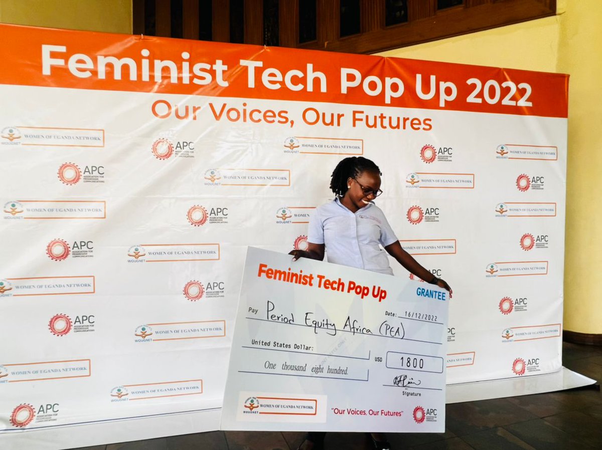 EquityPeriod's tweet photo. 🥁🥁🎉,
We participated in the Feminist Pop Up 2022 event by @wougnet to pitch about the importance of technology in #menstrualhealth advocacy. We were the 1st runners up for a project focused on setting the agenda for menstrual advocacy using digital ethics
#OurVoicesOurFutures https://t.co/jI109n1yFP