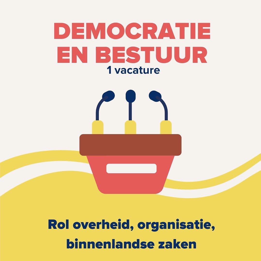 Zit er eentje voor je tussen? Stuur dan je motivatie en CV door naar Nathan, ons bestuurslid Politiek op politiek@perspectief.nu

Voor meer info, zie perspectief.nu/nl/page/51237

#werkgroep #democratie #bestuur #duurzaamheid #economie #justitie #samenleving #diversiteit #zorg