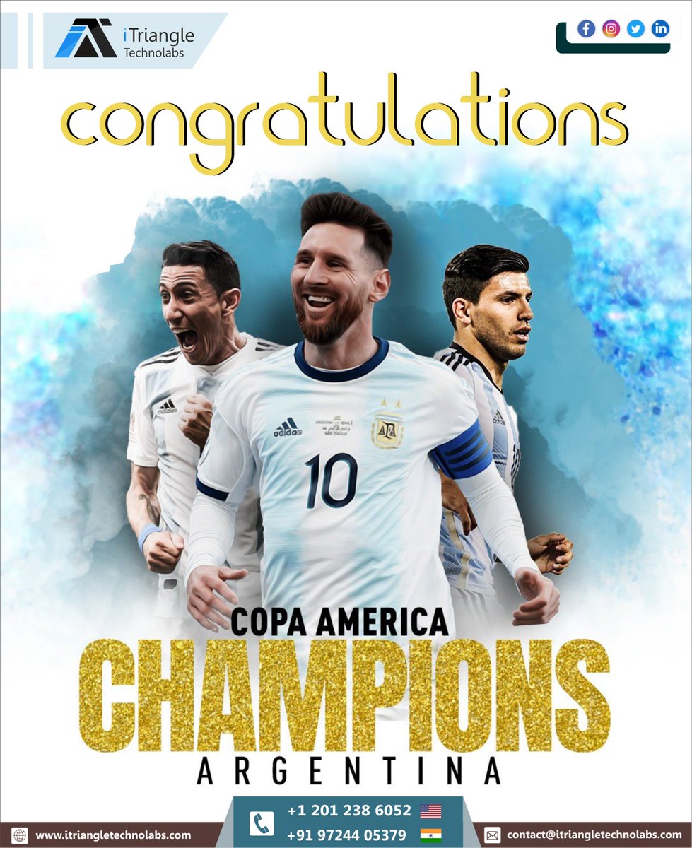 itriangletech's tweet photo. Warmest congratulations Argentina! on your achievement! Wishing you even more success in the future 👏👏

#FIFAWorldCup2022 #qatar #Congratulations #congratulationsargentina #argentina #messi #fifaworldcup #fifa #fifaworldcup #worldcup #football #soccer #messi #socialmedia https://t.co/QJ5lBKb1Dp