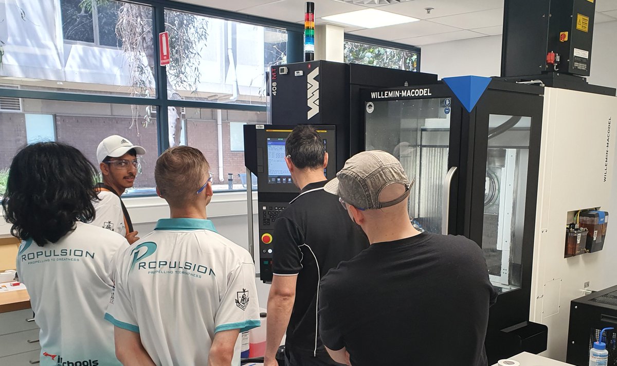 AnffSa's tweet photo. Great to have @Propulsion_2022 from CCC visit who we are mentoring for @F1inSchoolsHQ finals competition. 
They toured our new PEC, @micro_au, @UniSAFII Industry 4.0 Testlab &amp; learned how plasma is created. Excited to be supporting their ambitions to win the World championship! https://t.co/Rgw9v6yf9G