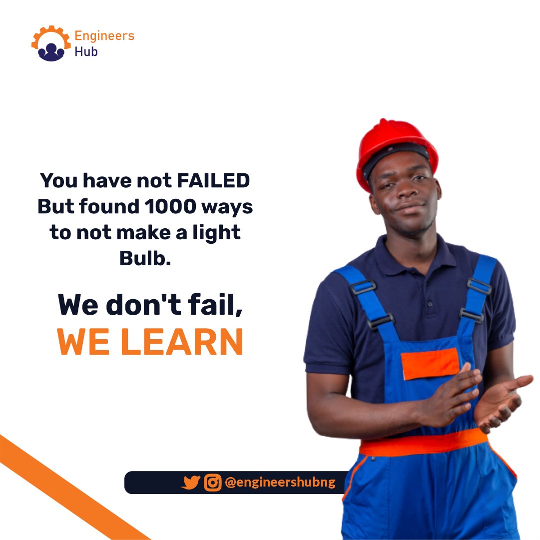 engineershubng's tweet photo. When you take risks, you learn that there will be times when you succeed, and there will be times when you fail, and both are equally important..

#engineer #engineeringlife #lifeofanengineer #engineeringjobs #engineergirl #engineerguy #Engineerproblems #engineersinnigeria https://t.co/vqHX2rft45