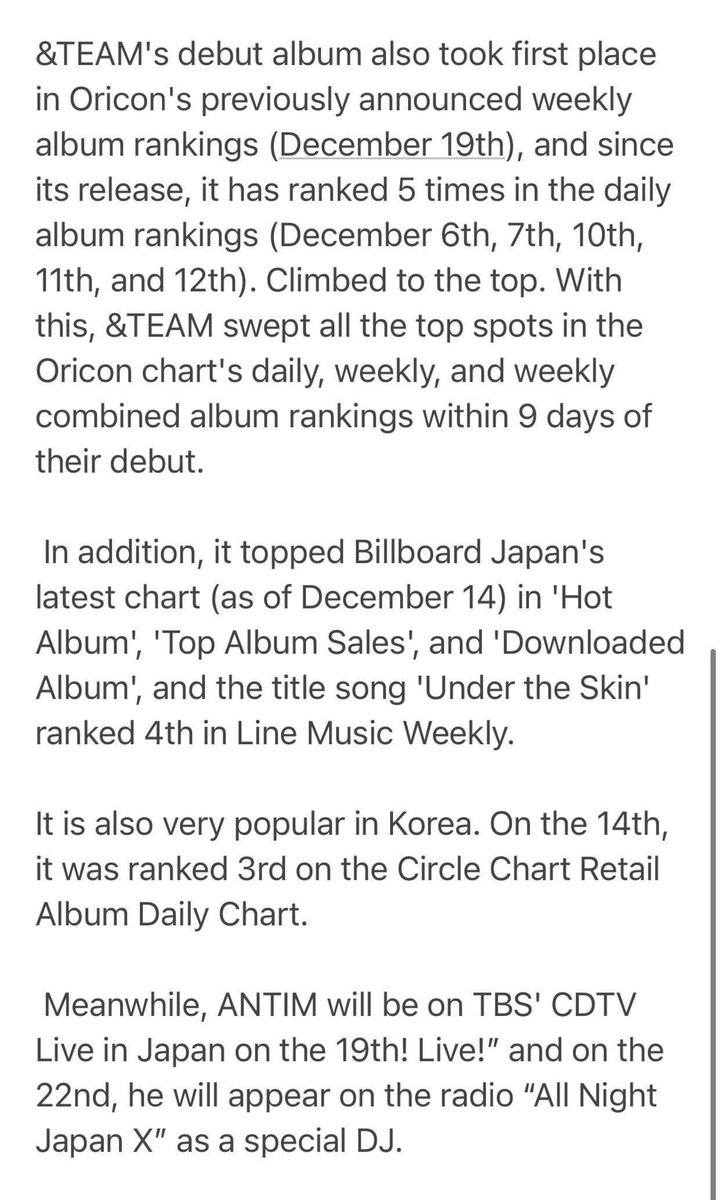 prodkei's tweet photo. &amp;Team topped oricon weekly charts, topped billboard jp charts, are at #1 of viral songs in spotify, held a debut showcase with 10K audience, are in top 3 of korean chart despite of not being promoted there, causing in hybe's stock prize to rise. Yeah I don’t doubt their success https://t.co/vJQKeNzX6z