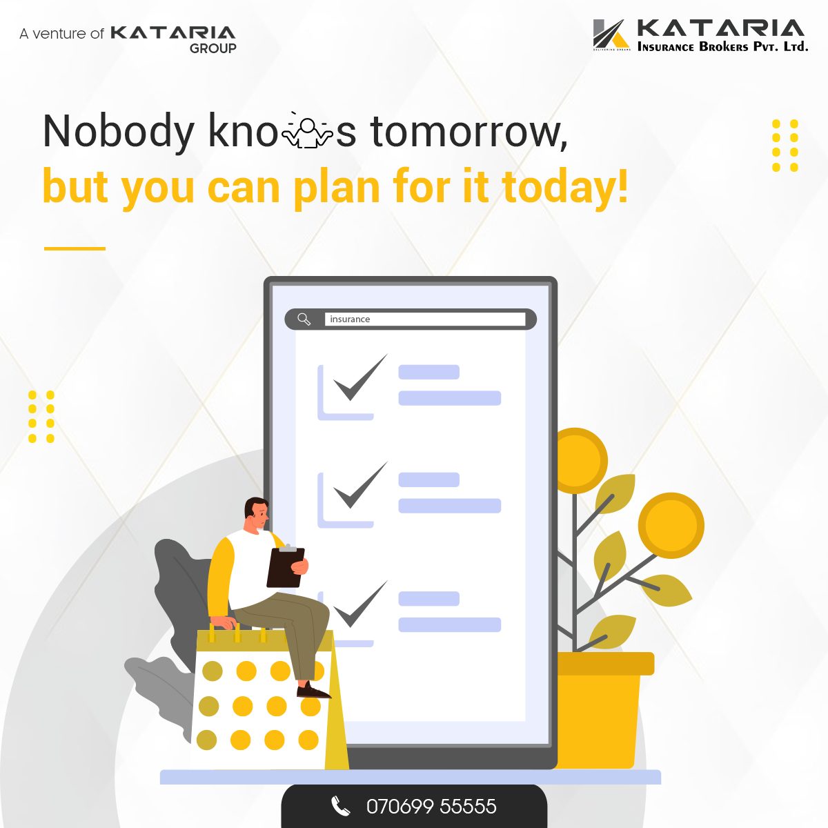 Katariagroupco's tweet image. Tomorrow can be uncertain for you but you can prepare for its uncertainties today.

To know more, call us at +91 7069955555 or mail us at kibpl@kataria.co.in

#Kataria #KatariaGroup #KatariaInsurance #Insurance #HealthInsurance #MotorInsurance #TravelInsurance #HomeInsurance
