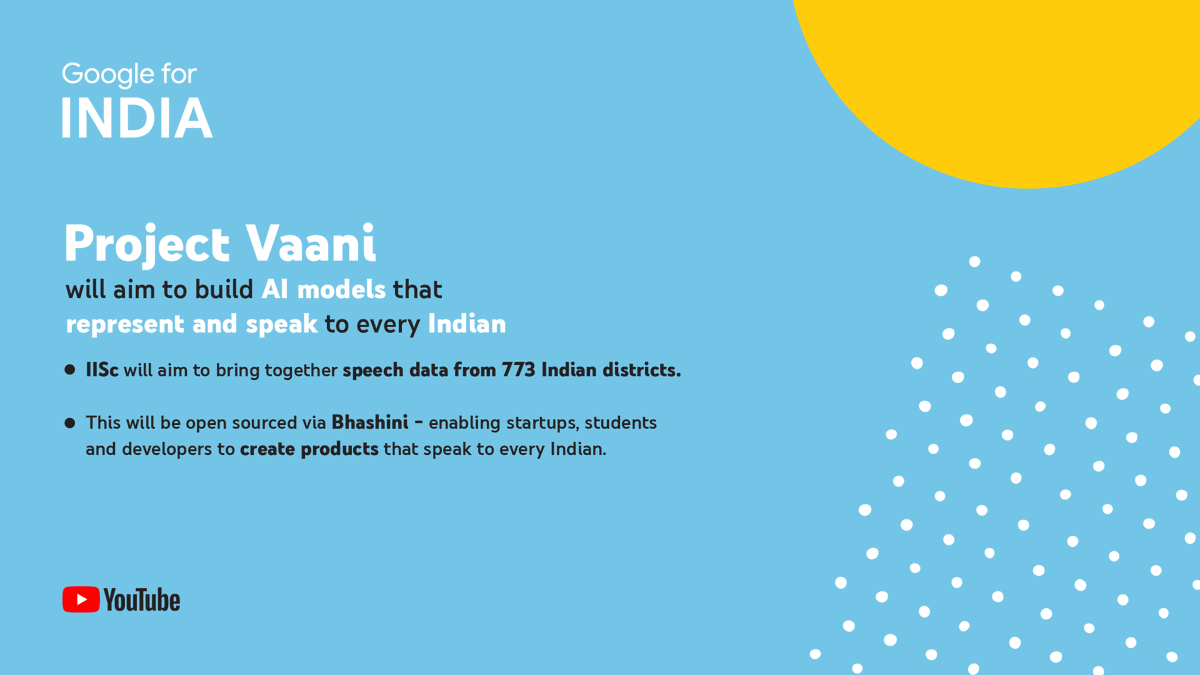 YouTubeIndia's tweet photo. 👀 how we’re bringing the best of our technology and investments in AI to be more inclusive and helpful for every Indian. #GoogleForIndia: https://t.co/Ll9GFeypF2 https://t.co/Y66SW4ACfj