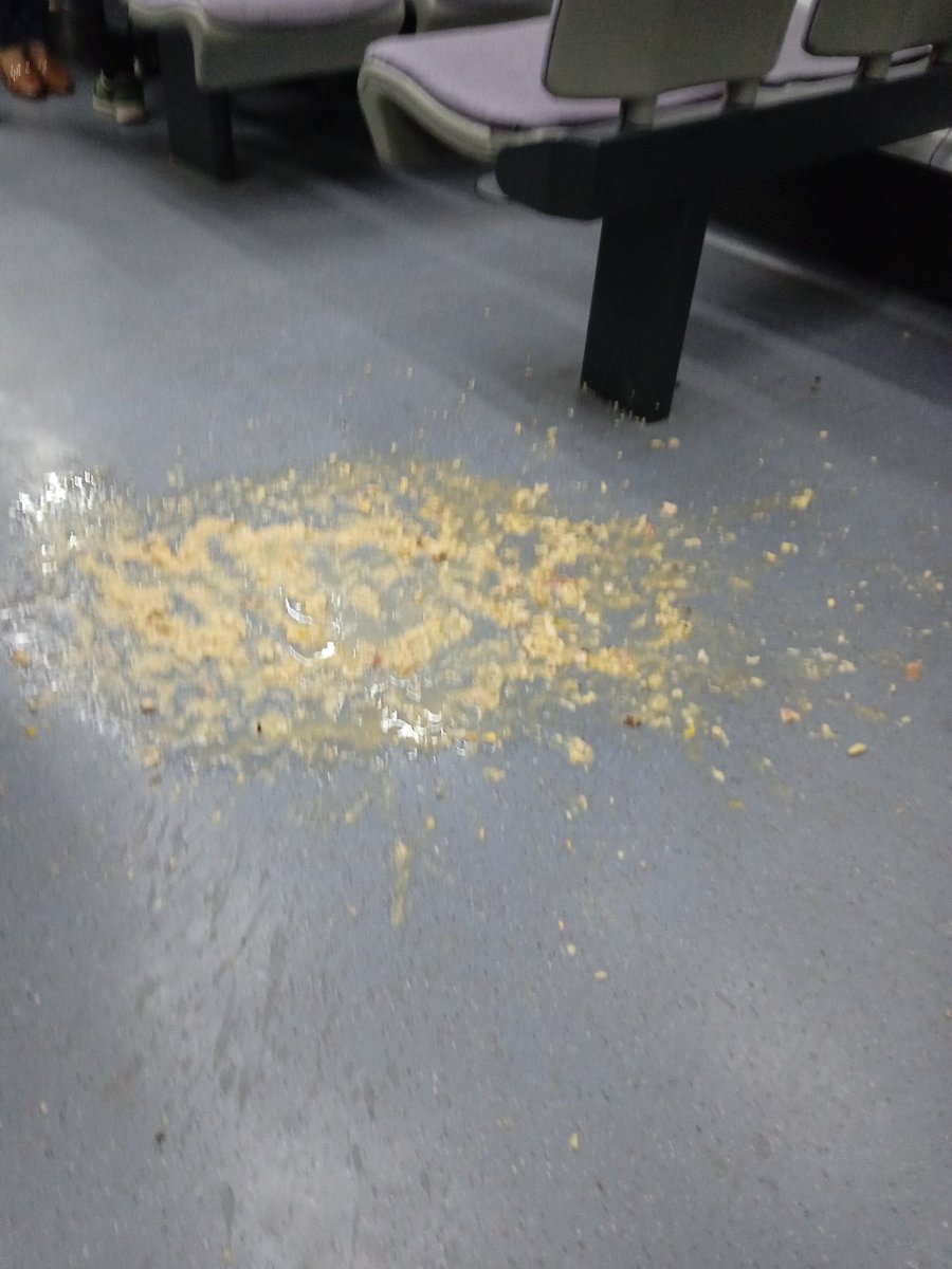 ElGatCurios's tweet photo. @rod4cat Bon dia.
En el vagó amb lavabo hi ha un vòmit al terra, al costat de la porta entre vagons (els seients de la dreta mirant el vàter tenen  vòmit).
El tren va a Manresa i ha arribat a Martorell a les 7:57 https://t.co/ITw04imZxk
