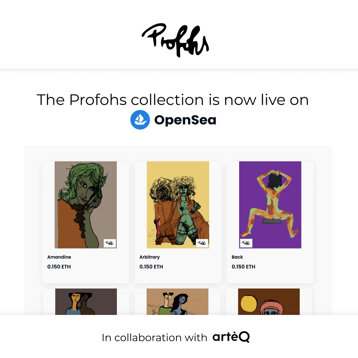 Visit opensea.io/collection/pro… to purchase your first Profohs NFT. 
This is the first batch, allowing holders with the highest probability of obtaining an original painting by Lotte Profohs herself.
Follow 
<a href="/LotteProfohs/">Profohs Project (Lotte Profohs)</a>
 for more information!
#Profohs #NFTcollection #NFT #OpenSea