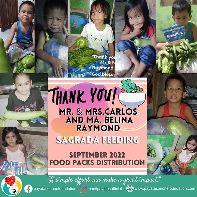 PAOFIPayatas's tweet photo. Thank you very much to Daza Cousins - Marites, Cory, Dondi, Risa and niece Isabelle, Atty. Antonio V. Ocampo Family and Friends, and Mr. Ans Mrs. Ma. Belina and Carlos Raymond, Jr. for their continuous support and generosity.
#PAOFIPayatas
#PAOFIFeeding
#Donations https://t.co/xqrTmrkBgm