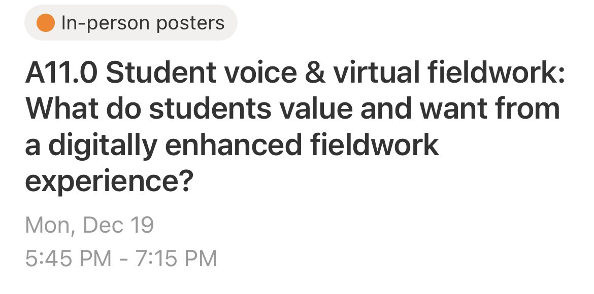 janine_maddison's tweet photo. What do students value from a digitally enhanced fieldwork experience? Find out what my research uncovers and share your own thoughts at my poster later today. ๐ฅพ#BES2022 #fieldwork #virtualfieldwork https://t.co/EFmzpGtZ5c