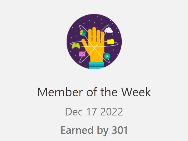 I got an unexpected pre-Christmas gift from <a href="/MSTCommunity/">Microsoft Tech Community</a> and became "Member of the Week". Thank you :)