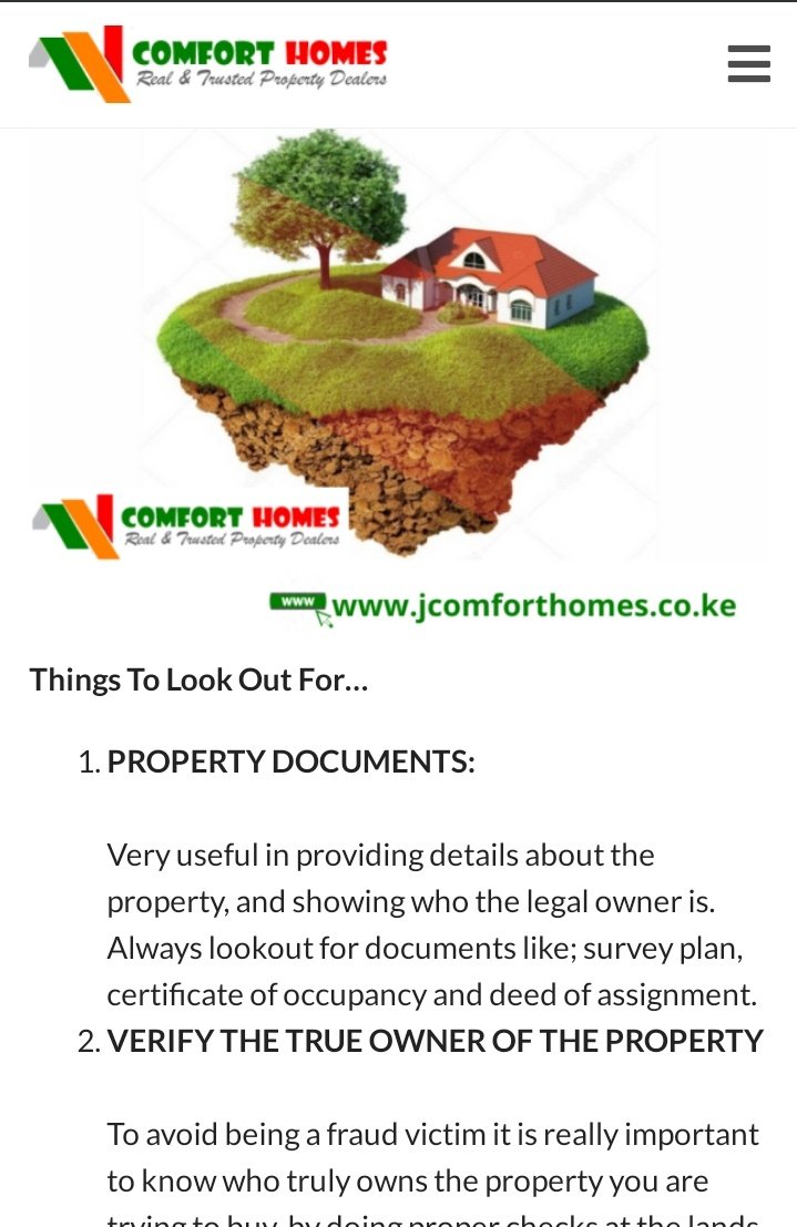 GVic20's tweet image. #comfortHomesScum in their website they advise on what to look for but the plots they are selling especially in kitengela doesn't have a title deed. The title they rely on to dupe customers has been forged and rejected by the government cc @ComfortHomeske @Lands_Kenya
