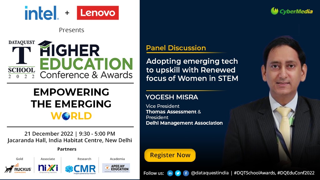 Join Yogesh Misra <a href="/ThomasInt_India/">Thomas India & SAARC</a> &amp; President <a href="/DMA_delhi/">Delhi Management Association</a> speaking on #DigitalTransformation How #technology is shaping the future #education at the <a href="/dataquestindia/">Dataquest</a> #DQTSchoolAwards on 21 Dec '22

Register Now bit.ly/3XY6wcS

<a href="/intel/">Intel</a> <a href="/Lenovo_in/">Lenovo India</a> <a href="/ruckusnetworks/">RUCKUS Networks</a> <a href="/CommScope/">CommScope</a>
