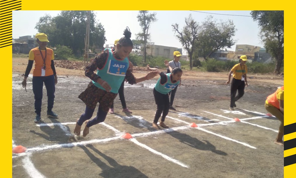 NanhiKali's tweet photo. The energy levels at the Toofan games in Jambusar were through the roof! Nanhi Kalis gave it their all in the 50-meter sprint, standing long jump, shuttle and endurance run. Proud to see girls prove that they can excel in studies and #sports alike! #ToofanGames #EveryGirlMatters https://t.co/t2MGCdG0kK