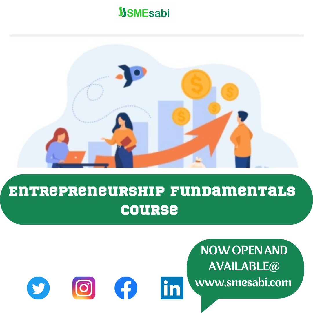 SMEsabiNG's tweet photo. The wait is over!!!
We are pleased to announce that the Entrepreneurship Fundamentals Course is now open and available on the SMEsabi platform.
Click on https://t.co/svVsz3geib to get started
#financialLiteracy
#Entrepreneurship
#isabiam https://t.co/cYLN0AT5SZ