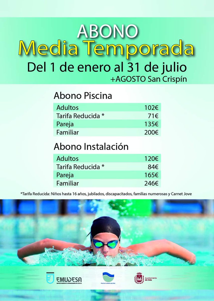 Abono media temporada!!! Apúntate y empieza a disfrutar desde YA de nuestras instalaciones y servicios. Llega la Navidad y aquí te ofrecemos un gran regalo! #elda #petrer #monovar #sax #piscinacubiertaelda #regalonavidad