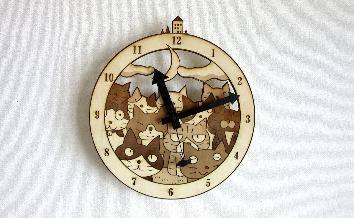 「猫11匹真夜中の会議時計#こんなん描いてます #自作まんが #漫画 #猫まんが 」|NEKO3のイラスト