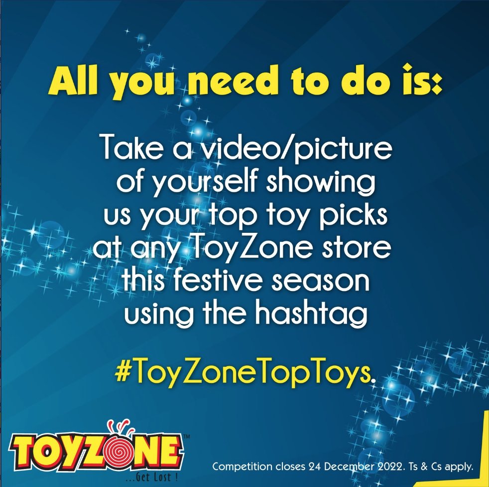 ToyZoneZoink's tweet photo. Show us your Top Toy Picks & stand a change to #WIN 1 of 3 x R1000 ToyZone vouchers!๐โจ
#ToyZone #WinWithToyZone #Competition https://t.co/mxp2gCtVxE