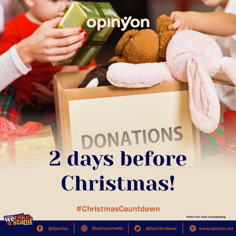 OpinYonNews's tweet photo. 2 days before Christmas! Have you shared your blessings to the less fortunate? Let’s not forget to remember to spread the spirit of giving!

#ChristmasCountdown #2DaysBeforeChristmas https://t.co/2jfxpAhoiX