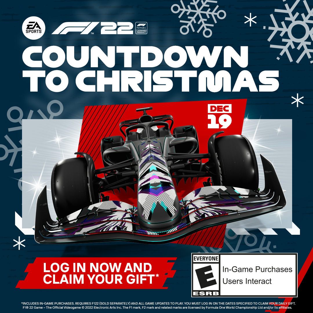 EA SPORTS™ F1® on X: We're kicking off the Countdown to Christmas giveaway  with the cracking customisable Shatter livery 💥🎅 You've only got 24 hours  to claim it, so head to your #