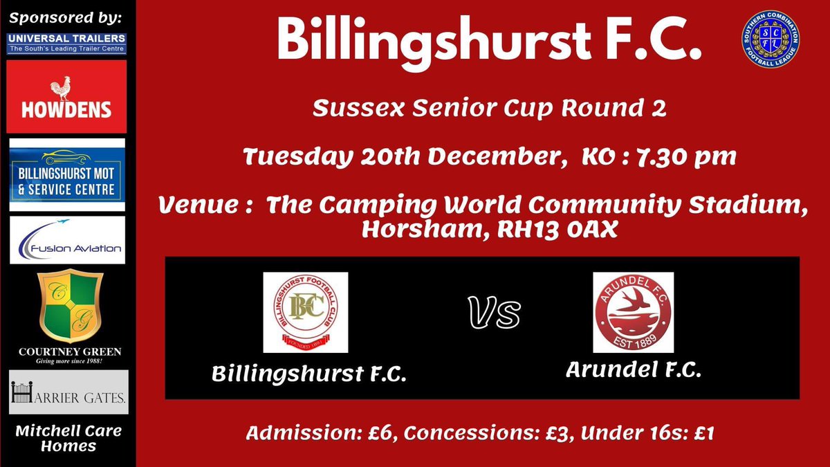 Billingshurst FC (@billingshurstfc) on Twitter photo It’s a trip to Horsham for <a href="/Billingshurstfc/">Billingshurst FC</a> and <a href="/ArundelOfficial/">Arundel FC</a> this Tuesday. 7.30 KO.
Can all spectators please park at Hop Oast opposite the ground It’s a trip to Horsham for <a href="/Billingshurstfc/">Billingshurst FC</a> and <a href="/ArundelOfficial/">Arundel FC</a> this Tuesday. 7.30 KO.
Can all spectators please park at Hop Oast opposite the ground