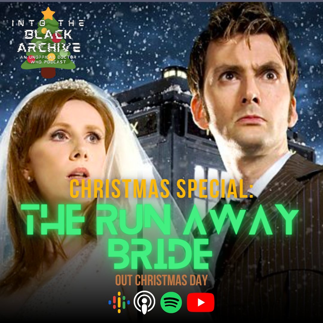 BlackArchivePod's tweet photo. There might not be any #DoctorWho festive specials this year, but never fear as we go back in time to the #RunAwayBride. 

So join us as we discuss the introductional episode of Donna Noble, the relationship between her and the Doctor and more! 

Join us on Christmas Day at 8pm! https://t.co/nOIR13wItE