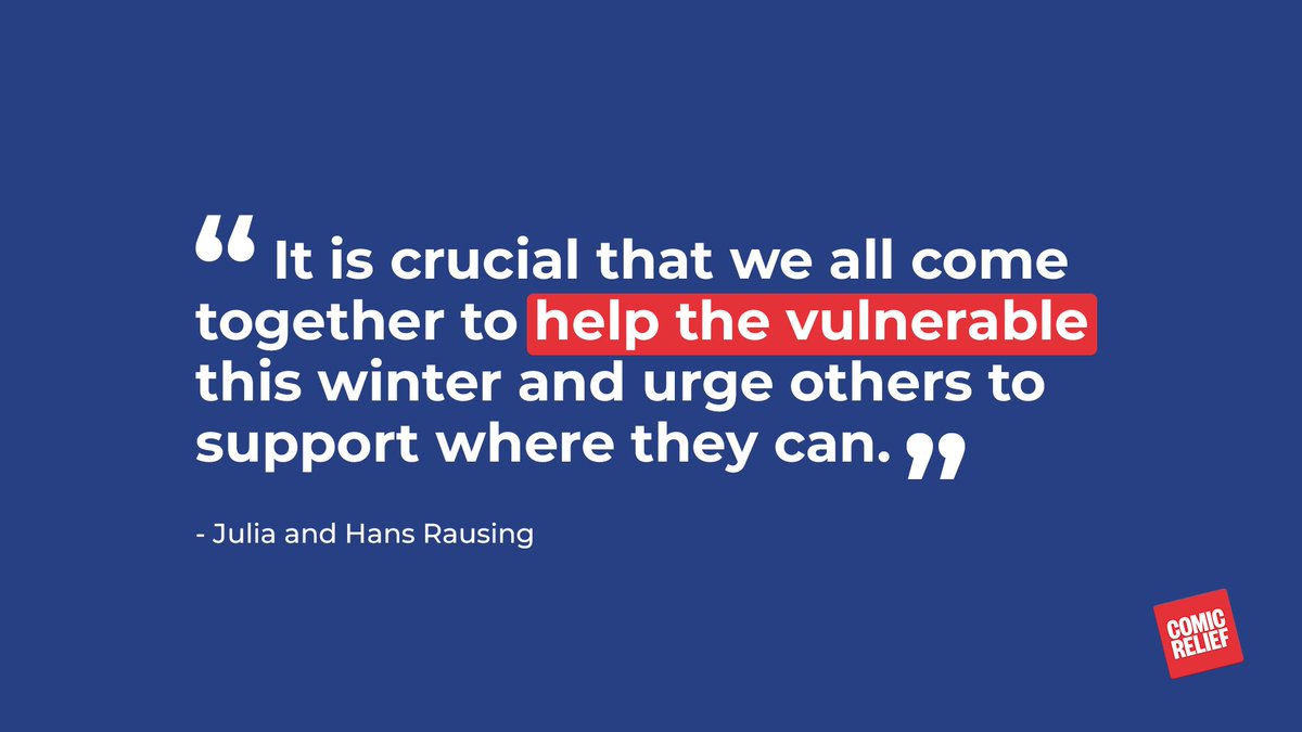 comicrelief's tweet photo. Thank you Julia and Hans Rausing for your amazing donation of £250,000 to our #OnTheBreadline campaign with @EveningStandard and @Independent. https://t.co/xB2FneZBef