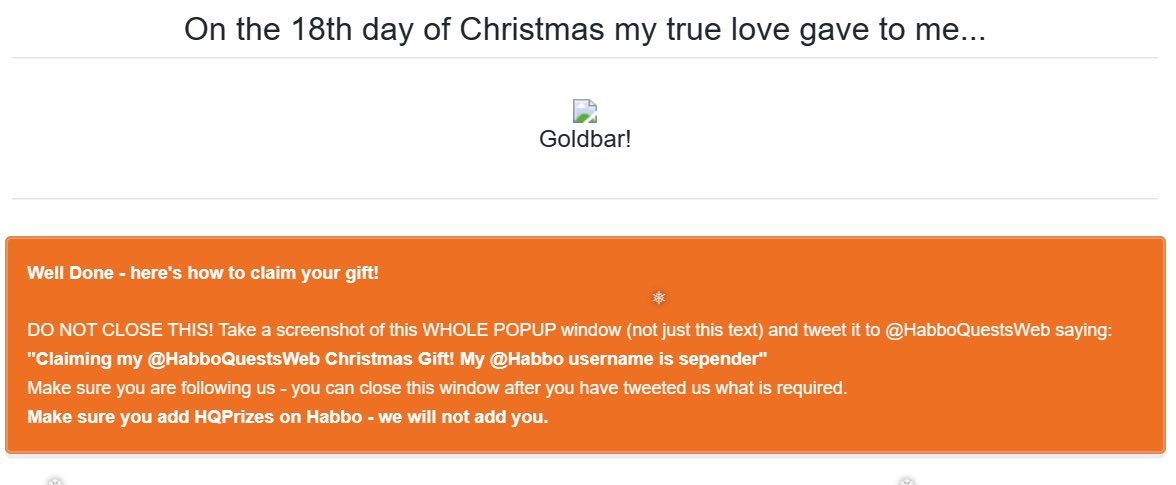 Haneey02's tweet photo. Claiming my @HabboQuestsWeb Christmas Gift! My @Habbo username is Sepender https://t.co/eYRsdXsEgj