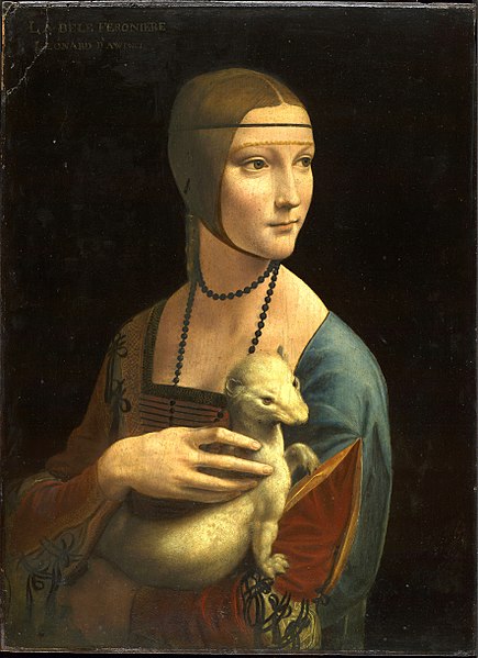 The Lady with an Ermine 👈 painted between 1488 and 1490 by Leonardo da Vinci (1452-1519) 🎨 The girl portrayed with an ermine is Cecilia Gallerani (1473-1533), known for having been the mistress of Duke Ludovico Sforza,known as il Moro (1452-1508) Czartoryski Museum in Krakow.🔍