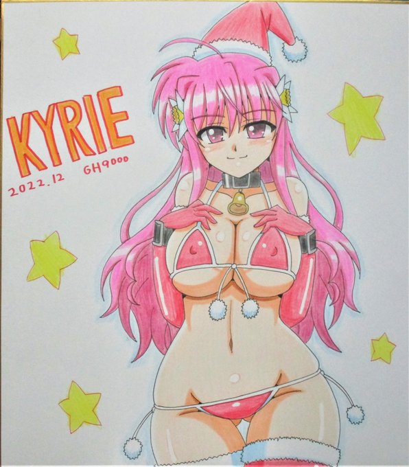 12月の色紙、サンタビキニキリエちゃん描きました～😆😊 