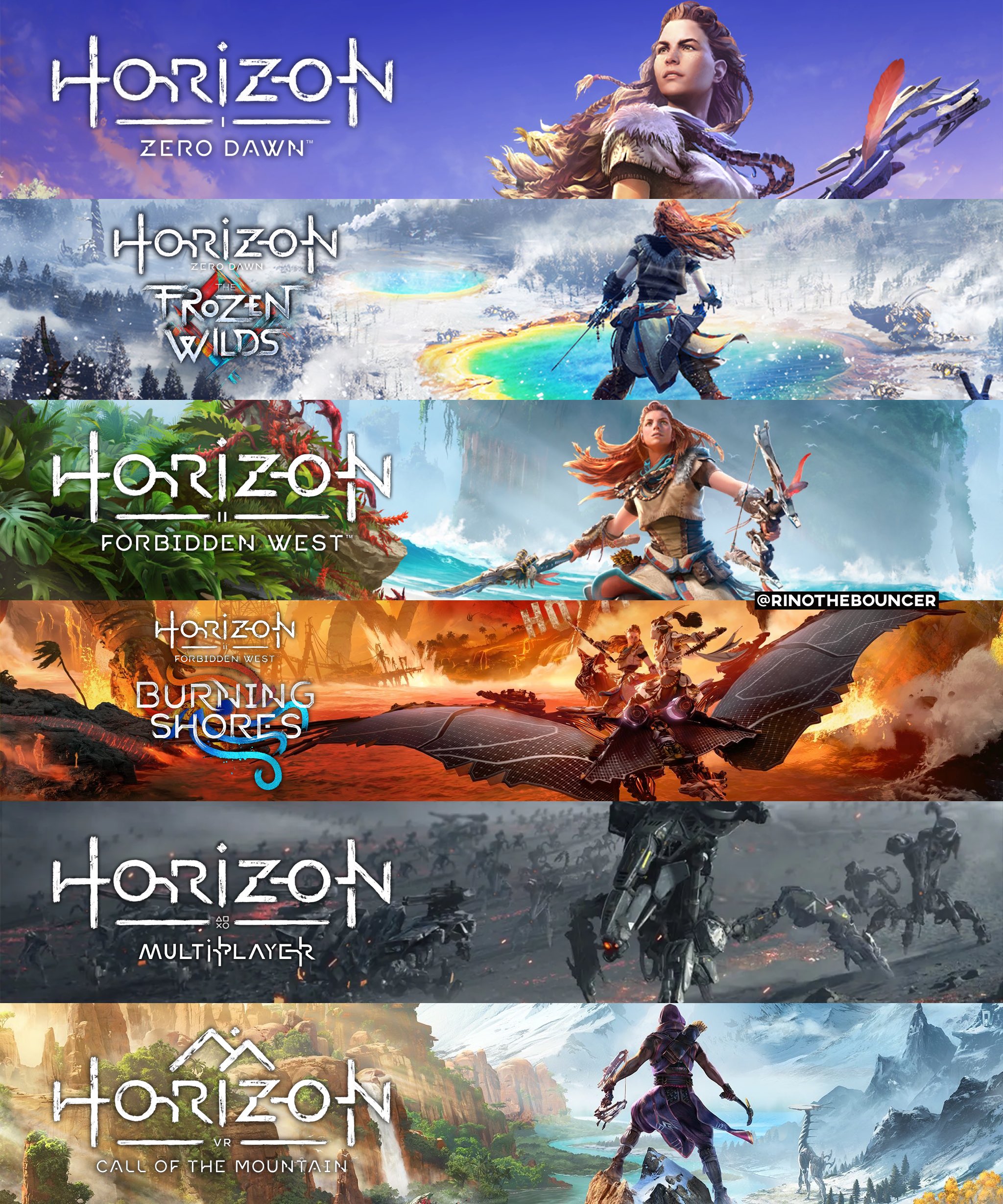 Rino on X: The Horizon franchise is expanding🚀 ✓Horizon Zero Dawn ✓HZD:  Frozen Wilds ✓Horizon Forbidden West ✓HFW: Burning Shores ✓Horizon:  Multiplayer ✓Horizon: Call of the Mountain ✓Horizon III ✓Horizon: External  Project