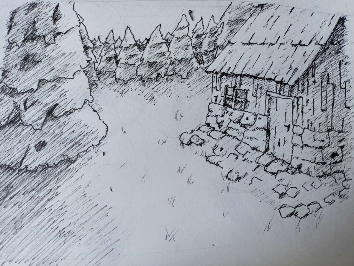 It's my first time on twitter and here is my drawing. House in the woods