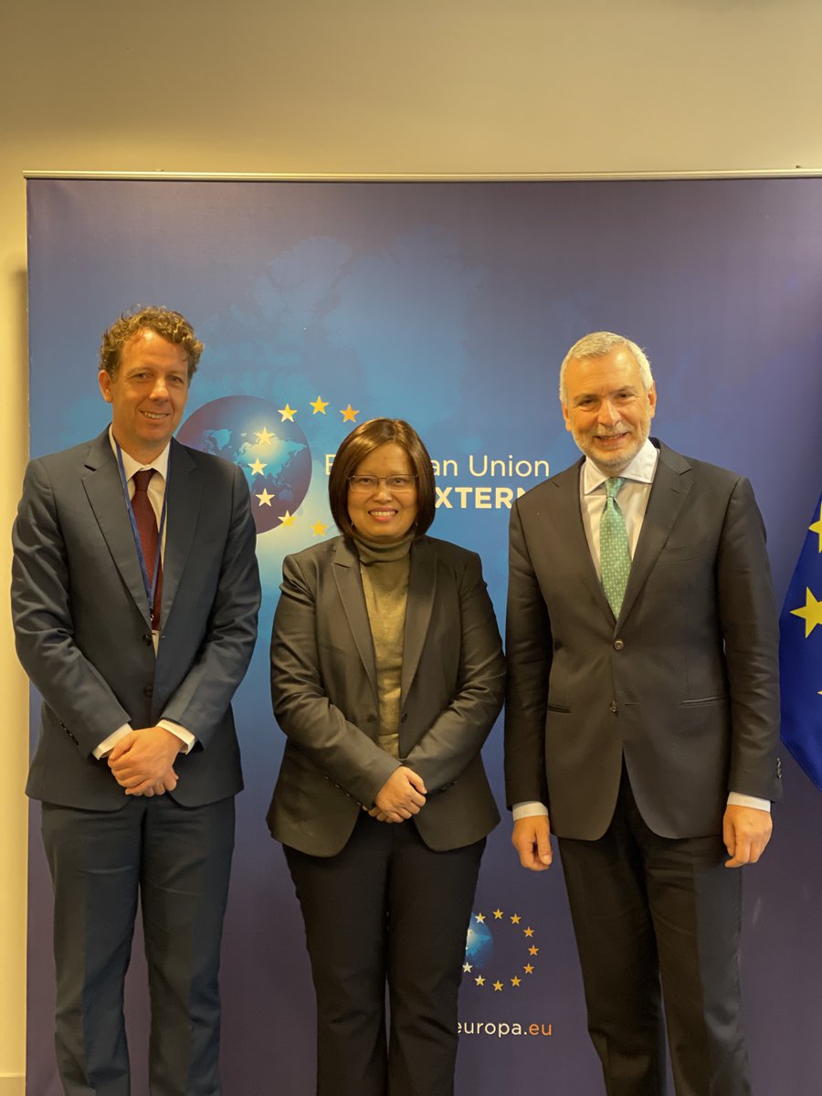 ZinMarAungNUG's tweet photo. In my recent trip to Brussels, it was good to meet key leaders including @SanninoEU Secretary General of @eu_eeas and @EUAmbASEAN on the edge of #EUASEAN Commemorative Summit. @NUGMyanmar appreciates the EU for its principled status on #Myanmar and for the support to our peoples. https://t.co/x8pU7t3gQq