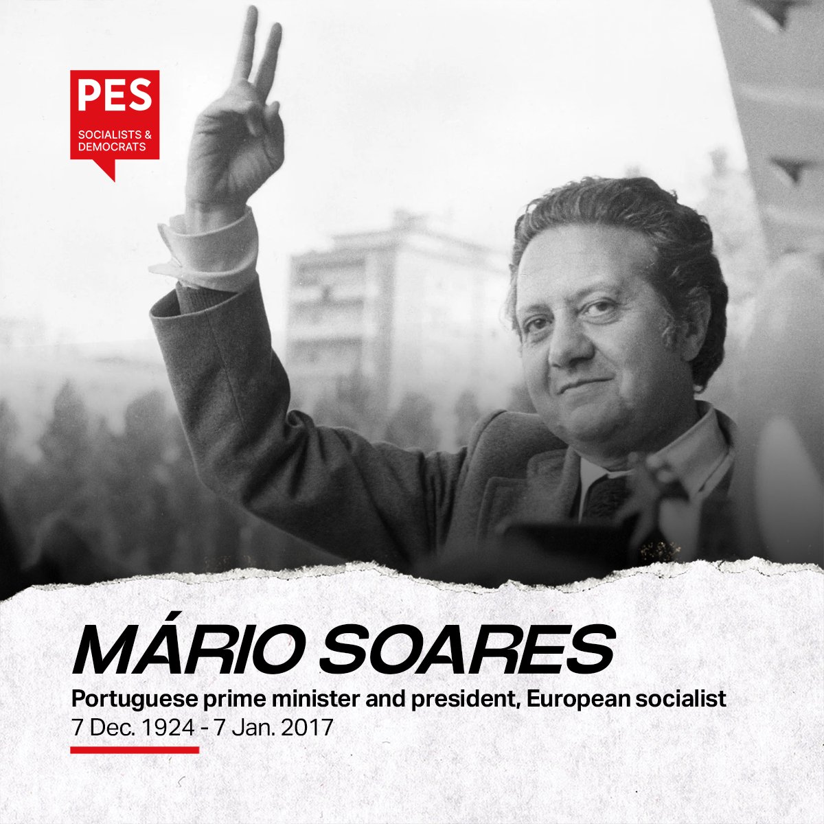 Today we remember #MárioSoares, historic leader of @psocialista and a fighter against the dictatorship that ruled Portugal for almost 50 years. His legacy lives today in a democratic and modern state and in the Portuguese commitment to the European ideal.
