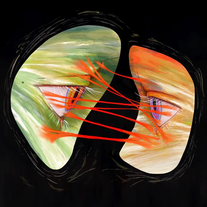 The last piece I worked on from that was "Silent Conversations". Its composition and use of the strands took inspiration from Barbara Hepworth's sculptures. While working on it I knew my next digital pieces were going to draw inspiration from sculptures as well. 