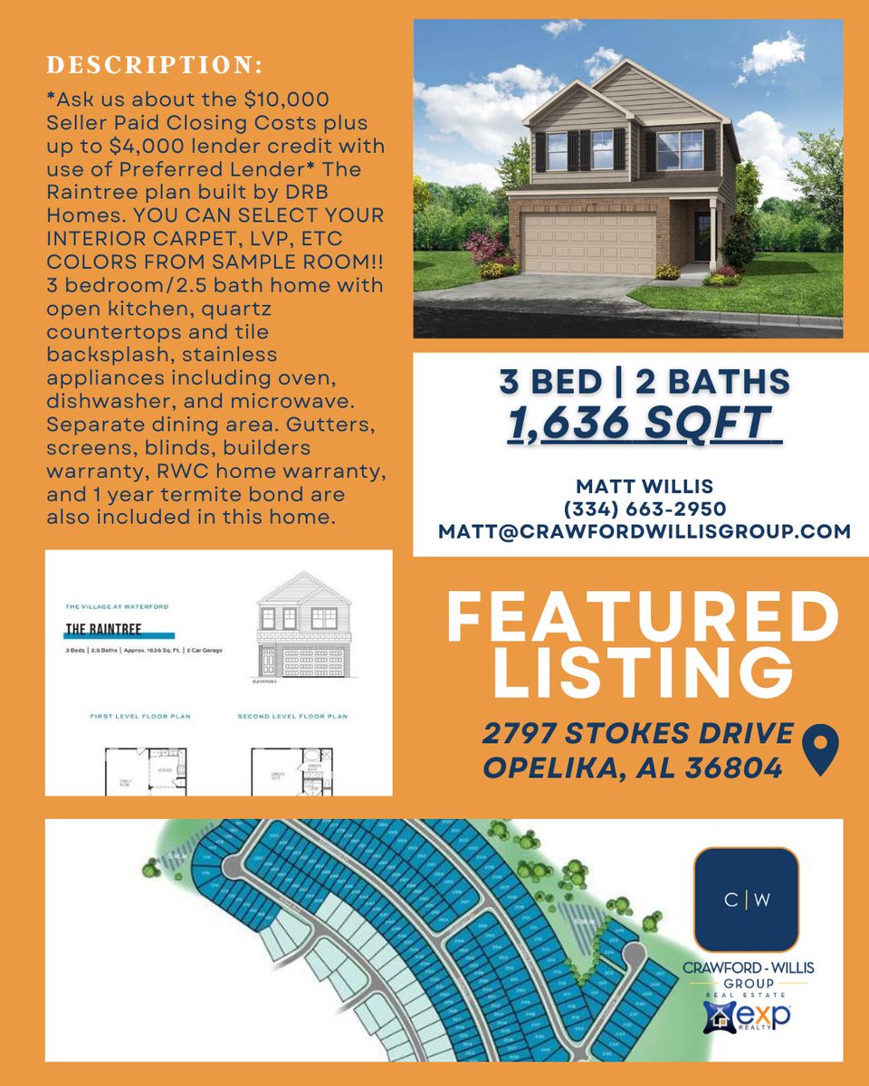 CW_Group_'s tweet photo. 🚨 FEATURED LISTING 🚨

If you’ve been thinking about making the move to the Opelika area, this one is for you!

🏠 Crawford Willis Group
📱 (334) 663-2950

#CWGroup #eXpRealty #eXpRealtyAuburnOpelika https://t.co/I453dG6rXv