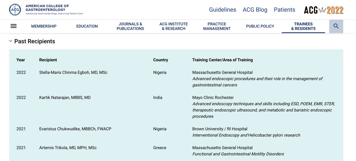 Join the league of illustrious docs who continued their learning at 🇺🇸+🇨🇦 centers with funding assistance from the International Training Grant courtesy @AmCollegeGastro. Also highlighting ⬆️ budget to 15k & ⬇️ min time commitment to 2mon. More details @ gi.org/trainees/gi-tr…