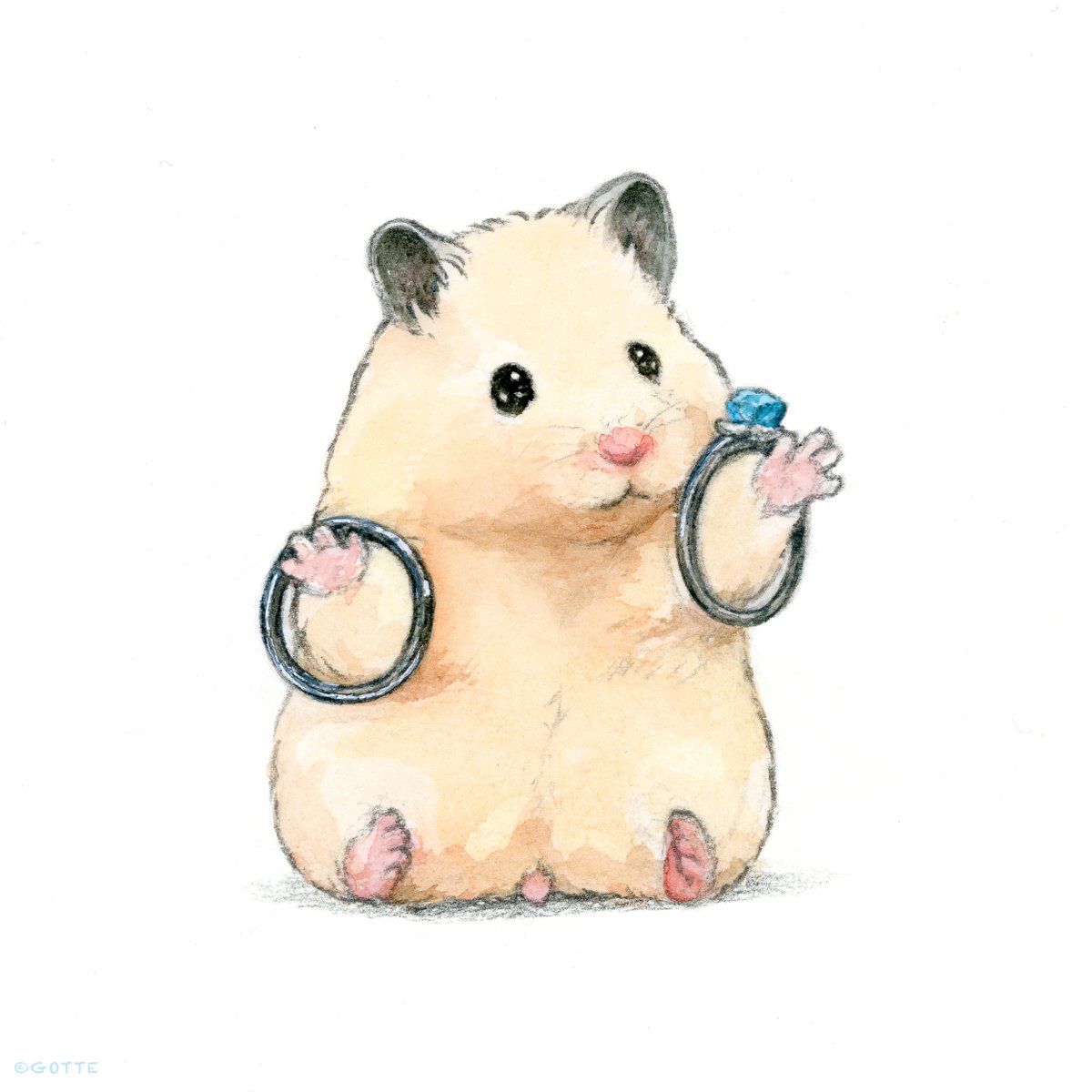 「リングスタンドなハムスター 」|GOTTE🐹HamsterPainterのイラスト