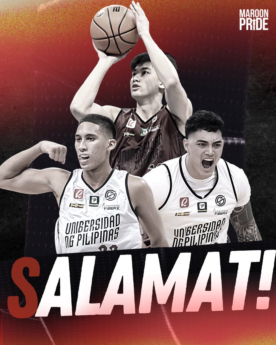 JOB WELL DONE. Salamat at pagpupugay sa inyo Zavier, Brix, at Henry! Matagumpay ninyong ipinakita ang galing ng isang Fighting Maroon. Isang inspirasyon ang inyong dedikasyon para sa UP! #UPFight #MaroonPride