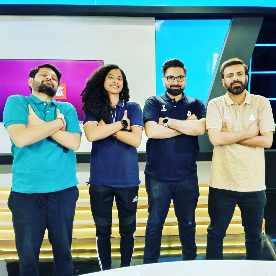 HaiderAzhar's tweet photo. It was a privilege to do the #fifaworldcup    on @asportstv! Thank you to every member of our team who made this month long journey a memorable one for us. Thank you @karachikhatmal, @hajrakn &amp; Rehan for making my job so much easier &amp; a lot more fun! 🙏🙌
#TheOffsideShow https://t.co/3KYu0YINJB