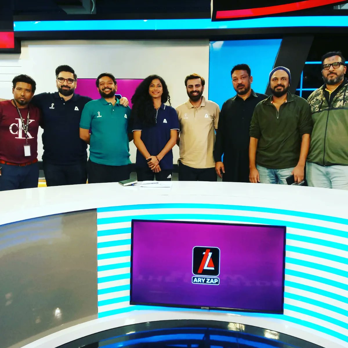 HaiderAzhar's tweet photo. It was a privilege to do the #fifaworldcup    on @asportstv! Thank you to every member of our team who made this month long journey a memorable one for us. Thank you @karachikhatmal, @hajrakn &amp; Rehan for making my job so much easier &amp; a lot more fun! 🙏🙌
#TheOffsideShow https://t.co/3KYu0YINJB