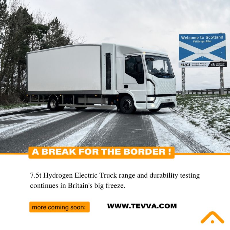 Freezing temperatures and a little snow, the Scottish members of our engineering team decided it was time for a run to the border last week!

Constantly doing range and reliability testing of the dual-fuel, zero-emission solution.

Well done #TeamTevva🙌

#reliability #range
